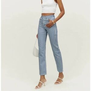 Reformation Cynthia Striped High Rise Straight Jeans